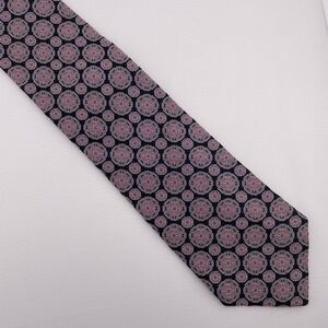 CREMIEUX Mens Silk Necktie Handmade Geometric Pattern Blue Red Purple